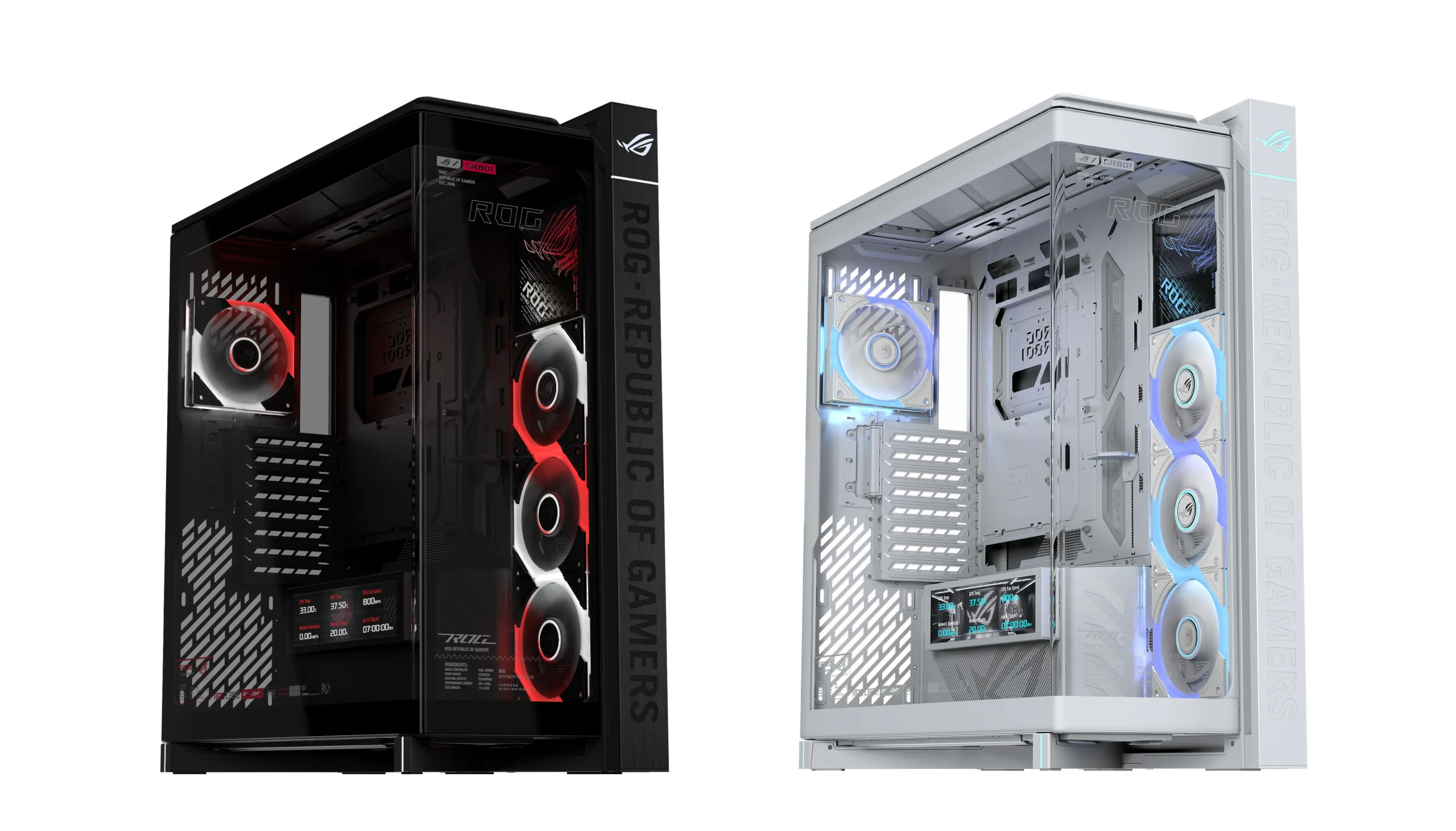 ROG CRONOX ARGB のブラックとホワイトのフルタワーPCケース