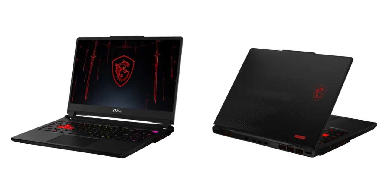 Katana 15 HX C14Wの前面と背面を並べた黒いゲーミングノートPC