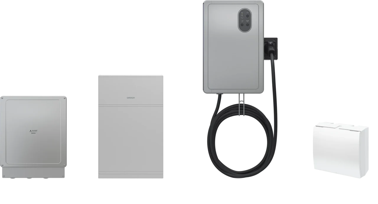 トリプル蓄電システム「KPTP-Bシリーズ」のパワコン、蓄電池、V2H、分電盤