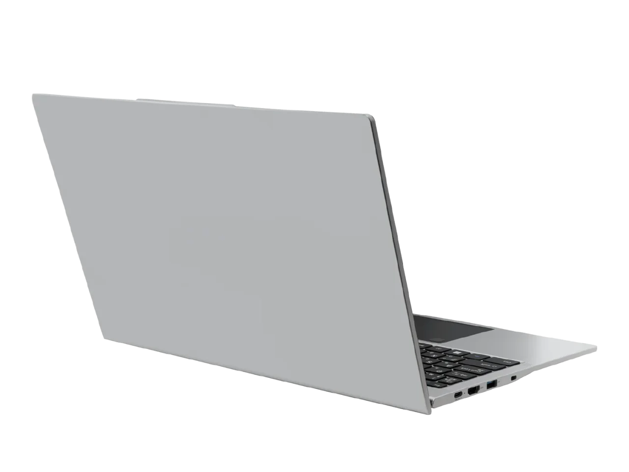 DIGI+Windows 11 Pro 15.6インチノート型PCを背面から見たシルバーの外観