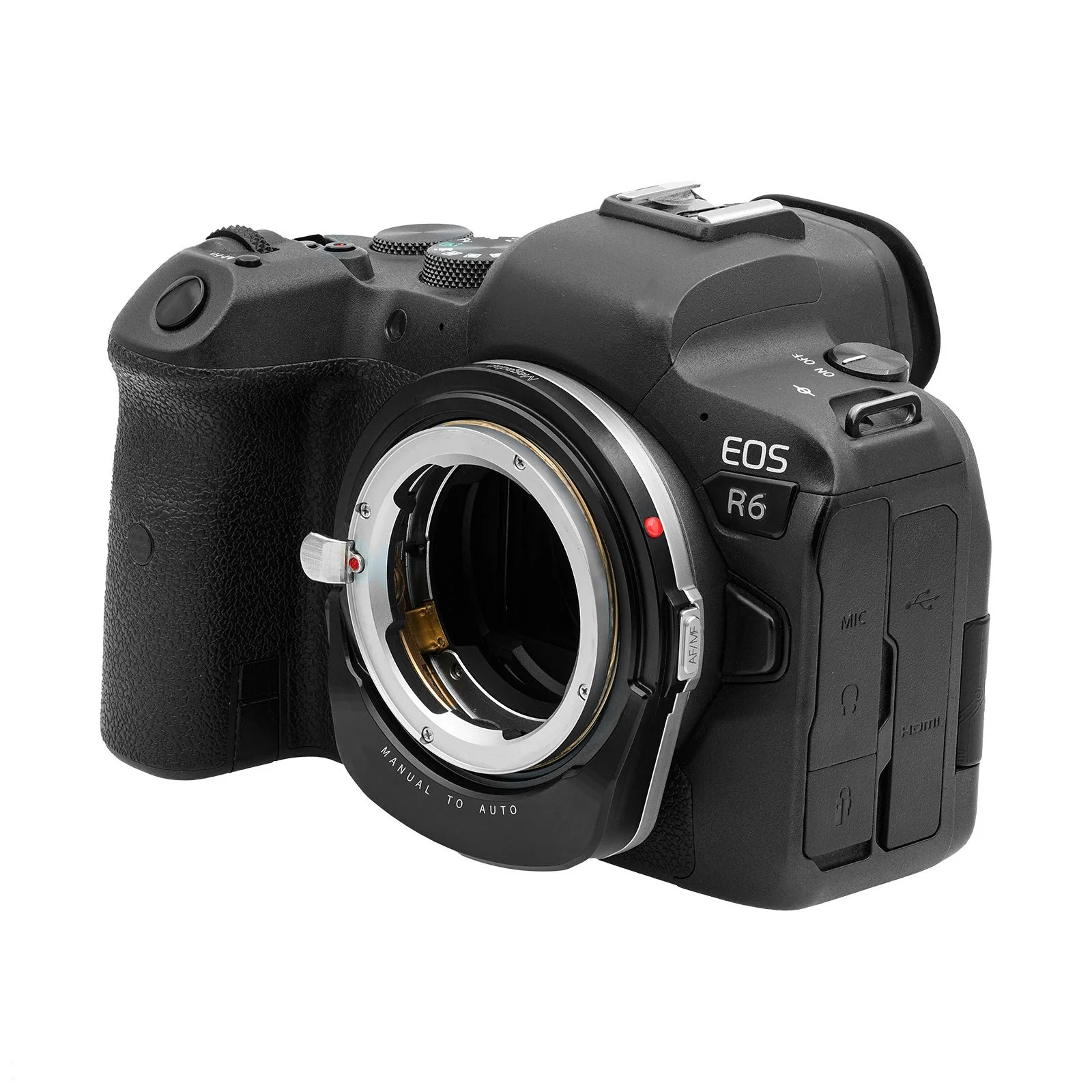 キヤノンEOS R6に装着したMegadap M2RFマウントアダプター