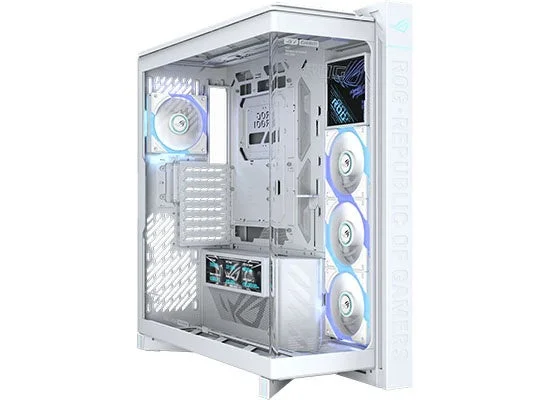 ROG CRONOX GR801 CURVE TG SCR ARGB WH、ホワイトのパノラマビューPCケース