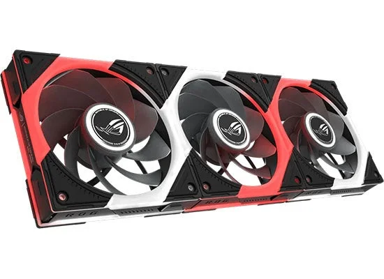 ROG EURUX GR120 FAN ARGB REVERSE 3個パック、赤と白の枠の3連ファン