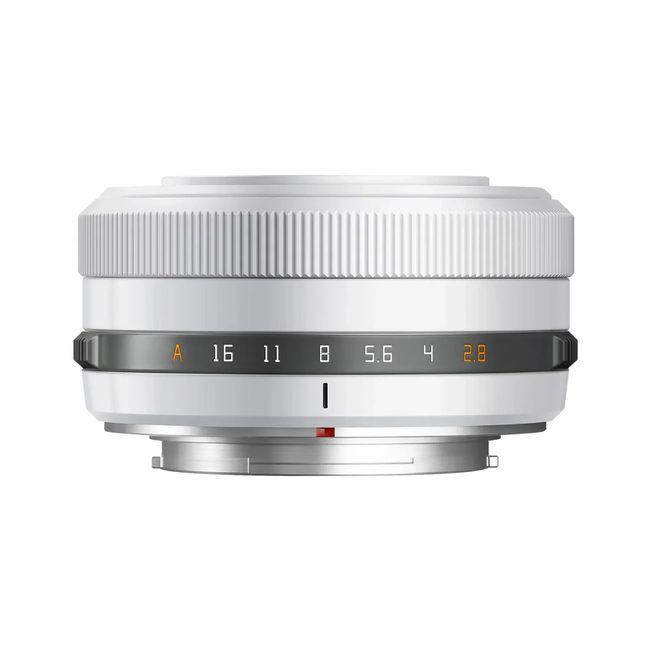 TTArtisan AF 27mm f/2.8 White Limited Editionの白い小型レンズ側面