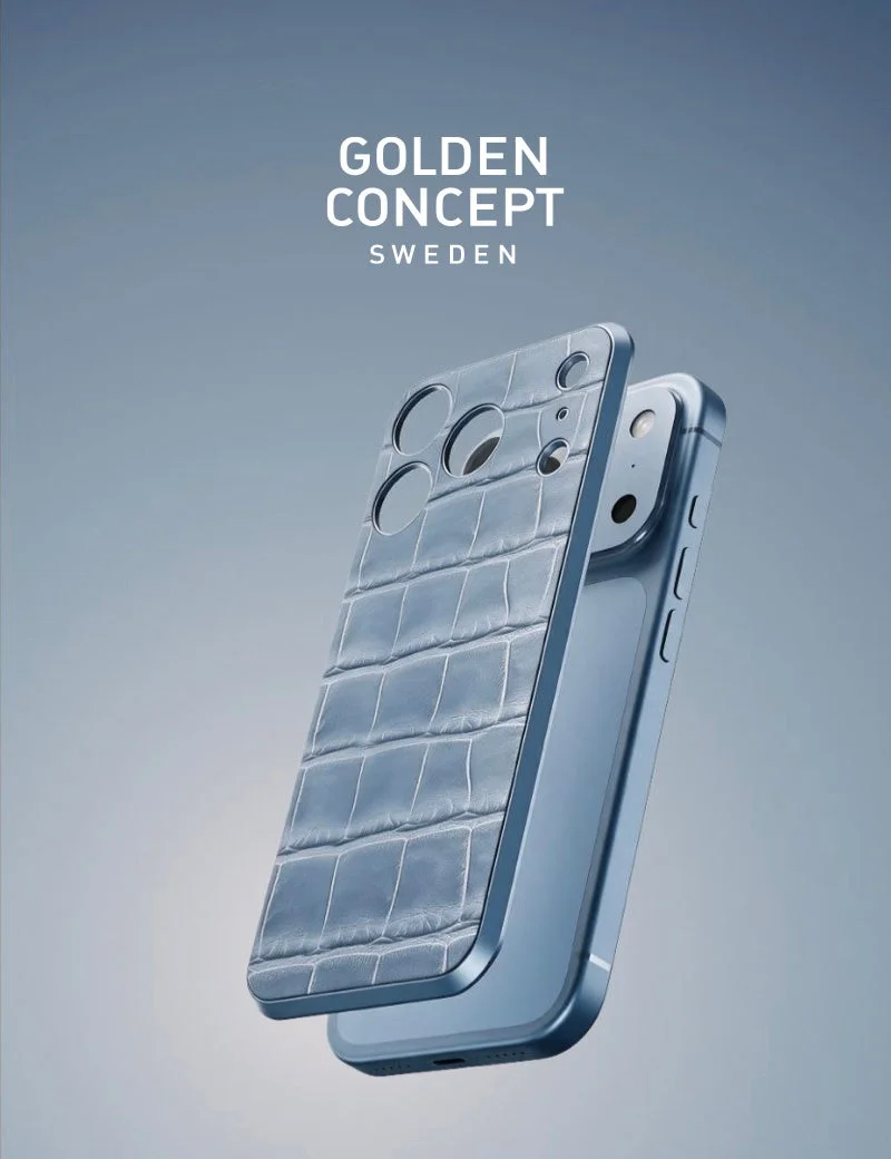 GOLDEN CONCEPT Croco Embossed Magnetic Shield、ブルーのクロコ型押しケース