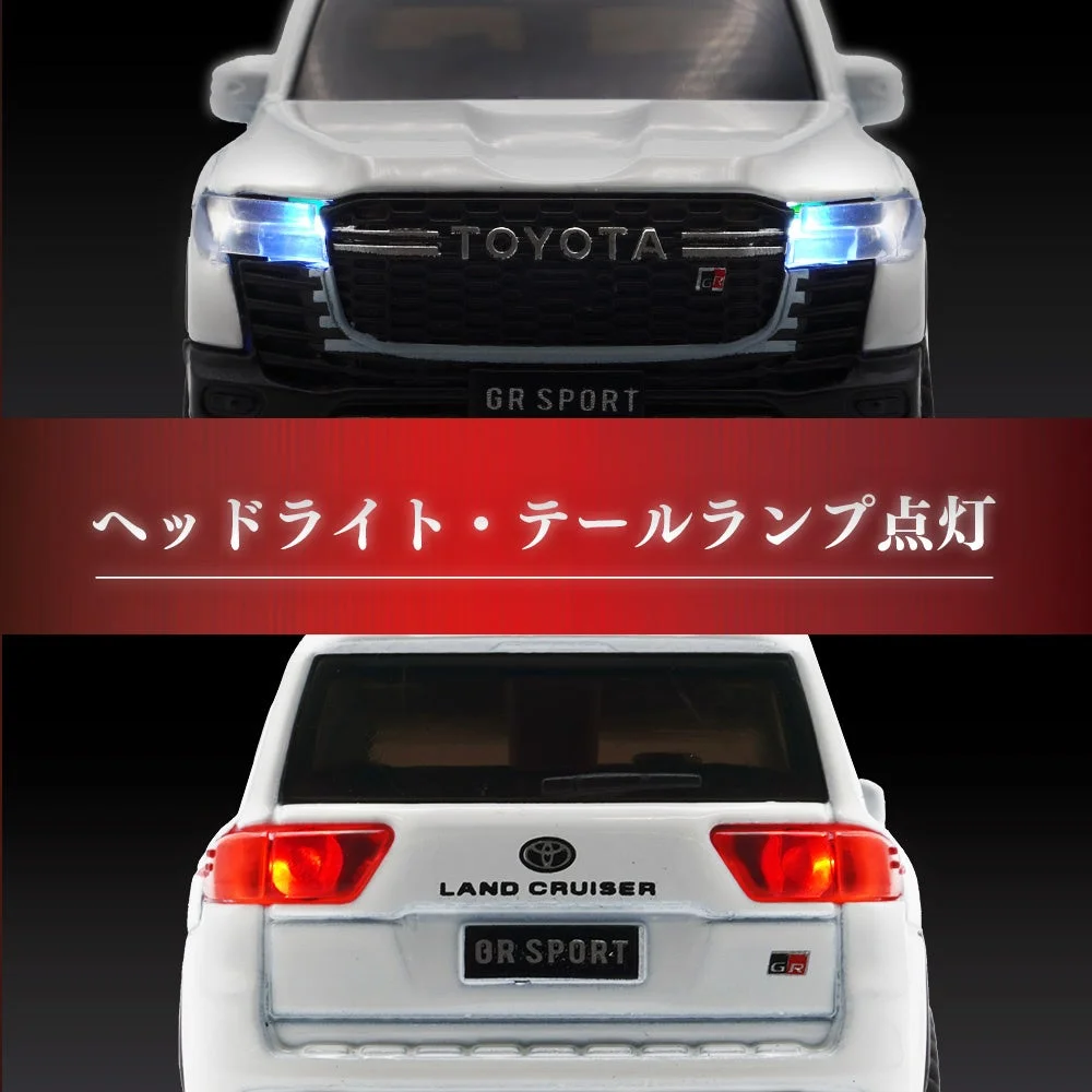 ミニカーR/C TOYOTA LAND CRUISER GR SPORTのヘッドライトとテールランプ点灯