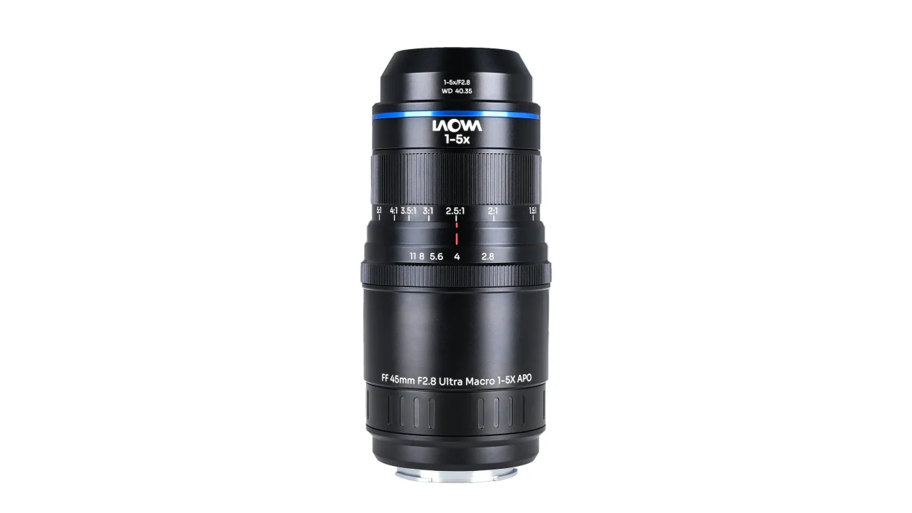 LAOWA Aksen 45mm F2.8 1-5x Ultra Macro APOの黒いレンズ本体