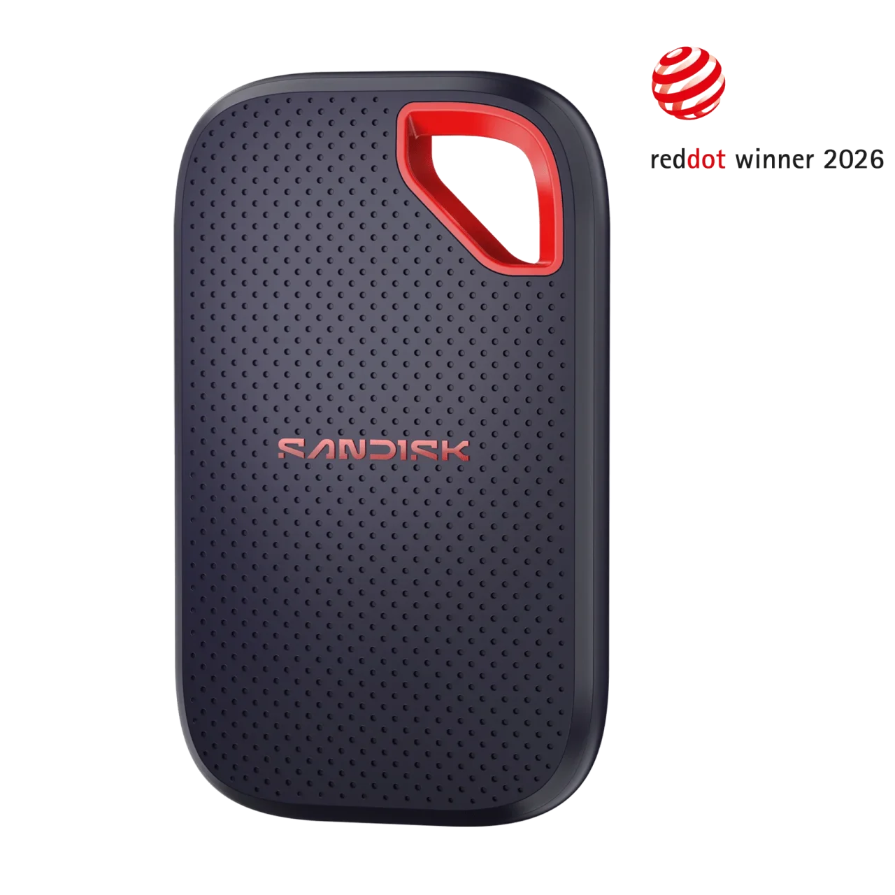 SANDISK Extreme® Portable SSD 赤いループ付きの黒いポータブルSSD