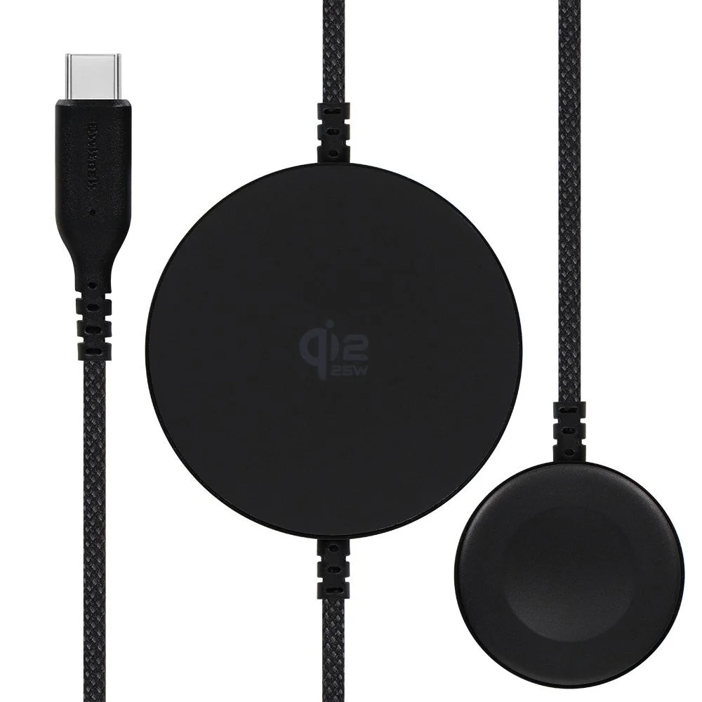 OWL-MW07-BK（ブラック）のUSB Type-Cケーブル一体型2in1ワイヤレス充電器