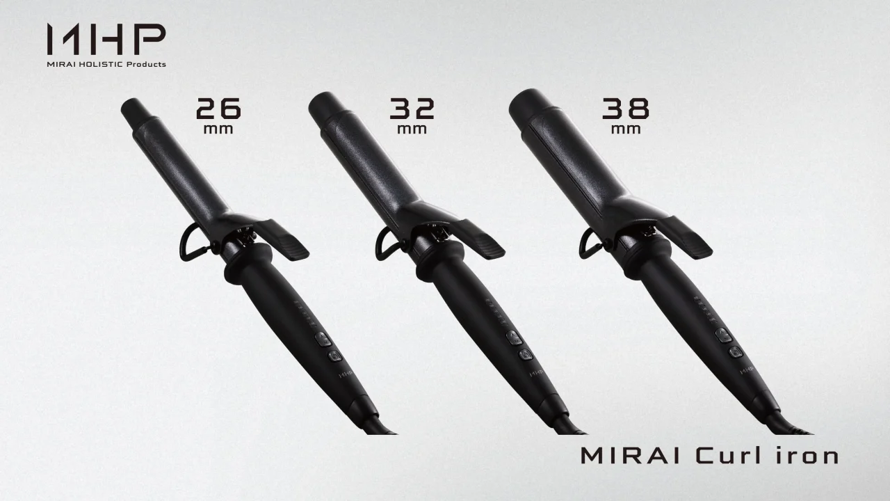 MIRAI Curl Iron 26mm・32mm・38mmの黒いカールアイロン3本