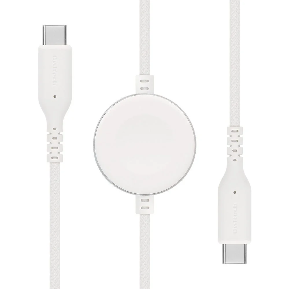 OWL-MW08-WH(ホワイト)の白いApple Watch一体型USB Type-Cケーブル