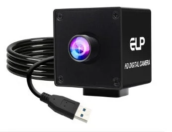 ELP社 20MP USB3.0シリーズの黒いメタルケース入りカメラとUSBケーブル