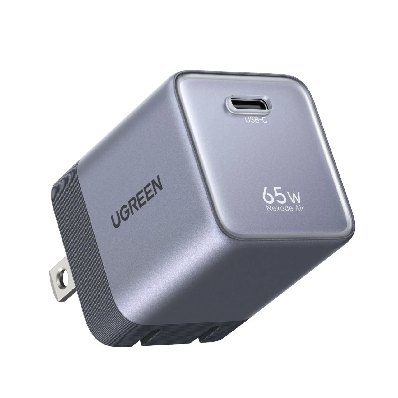 UGREEN Nexode Air 65W急速充電器。グレーの本体にUSB-Cポート
