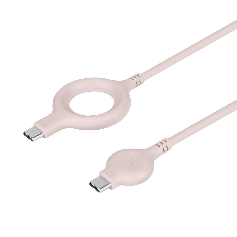 Ring Cable ピンクベージュ。リング状コネクターのUSB Type-Cシリコンケーブル
