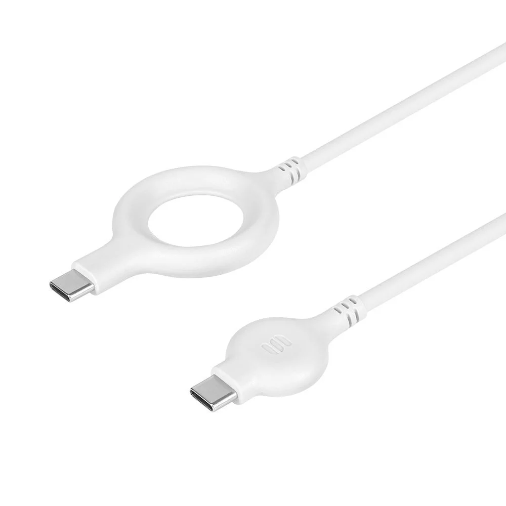 Ring Cable ホワイト。リング形状のコネクターを持つ白いシリコンケーブル