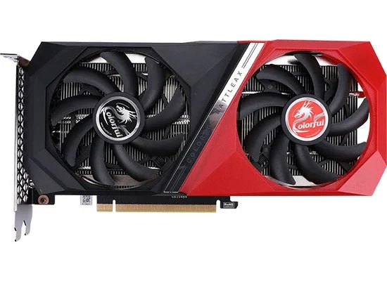 Colorful GeForce RTX 3060 Battle AX DUO 12GB-Vの黒と赤のデュアルファンGPU