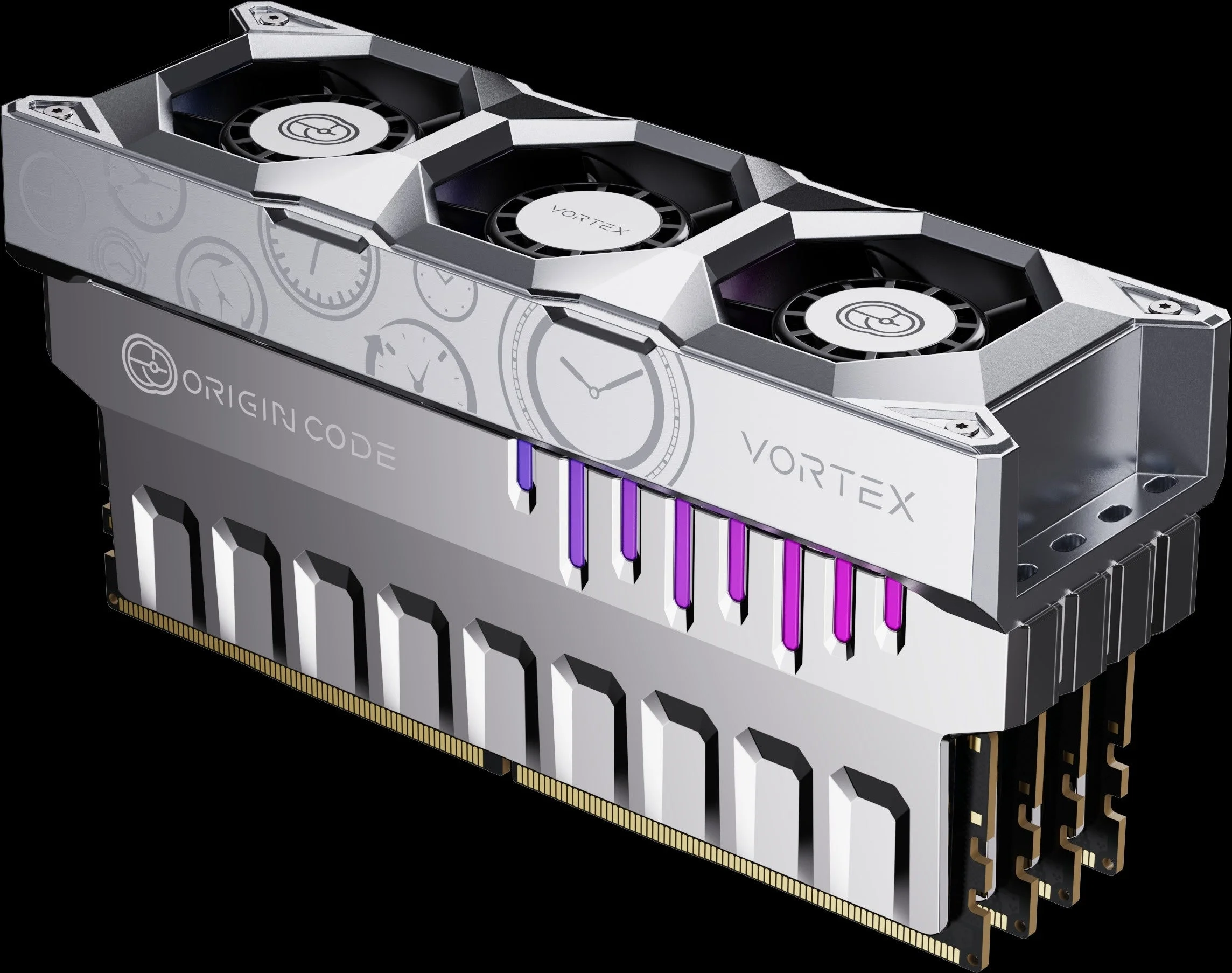 ORIGINCODE DDR5 RGB with Cooling Fan(silver) 3連ファン付きメモリ