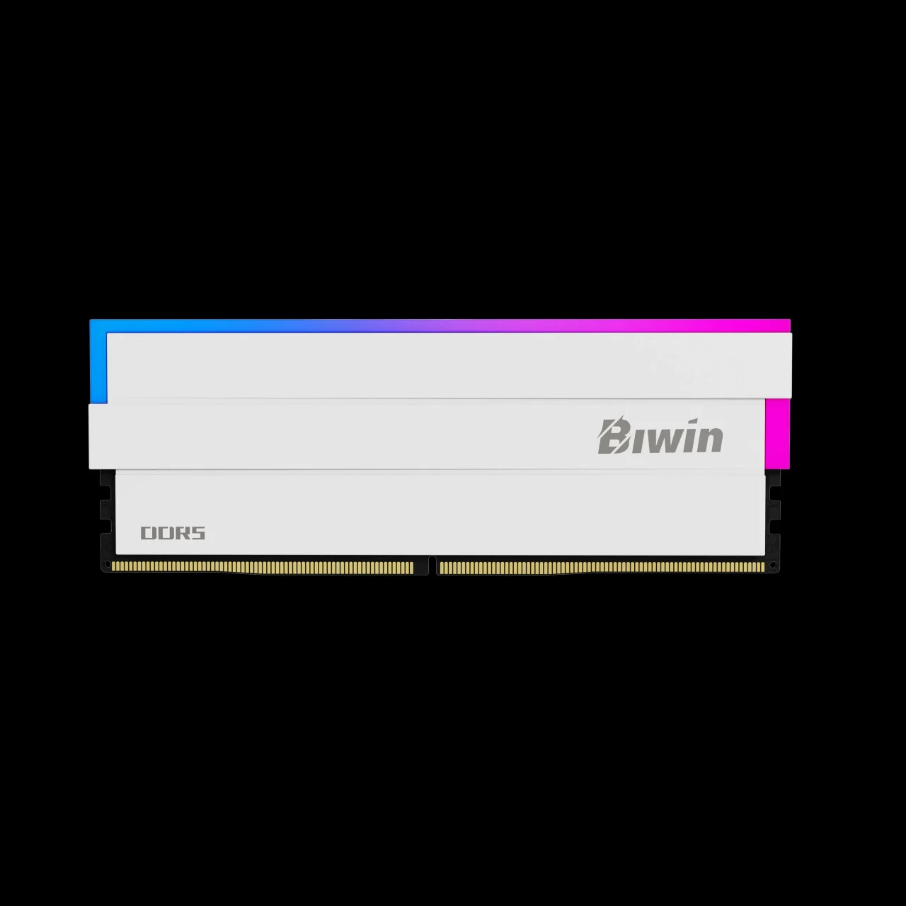 白いヒートスプレッダーにRGBライティングを備えたBiwinのDDR5メモリ