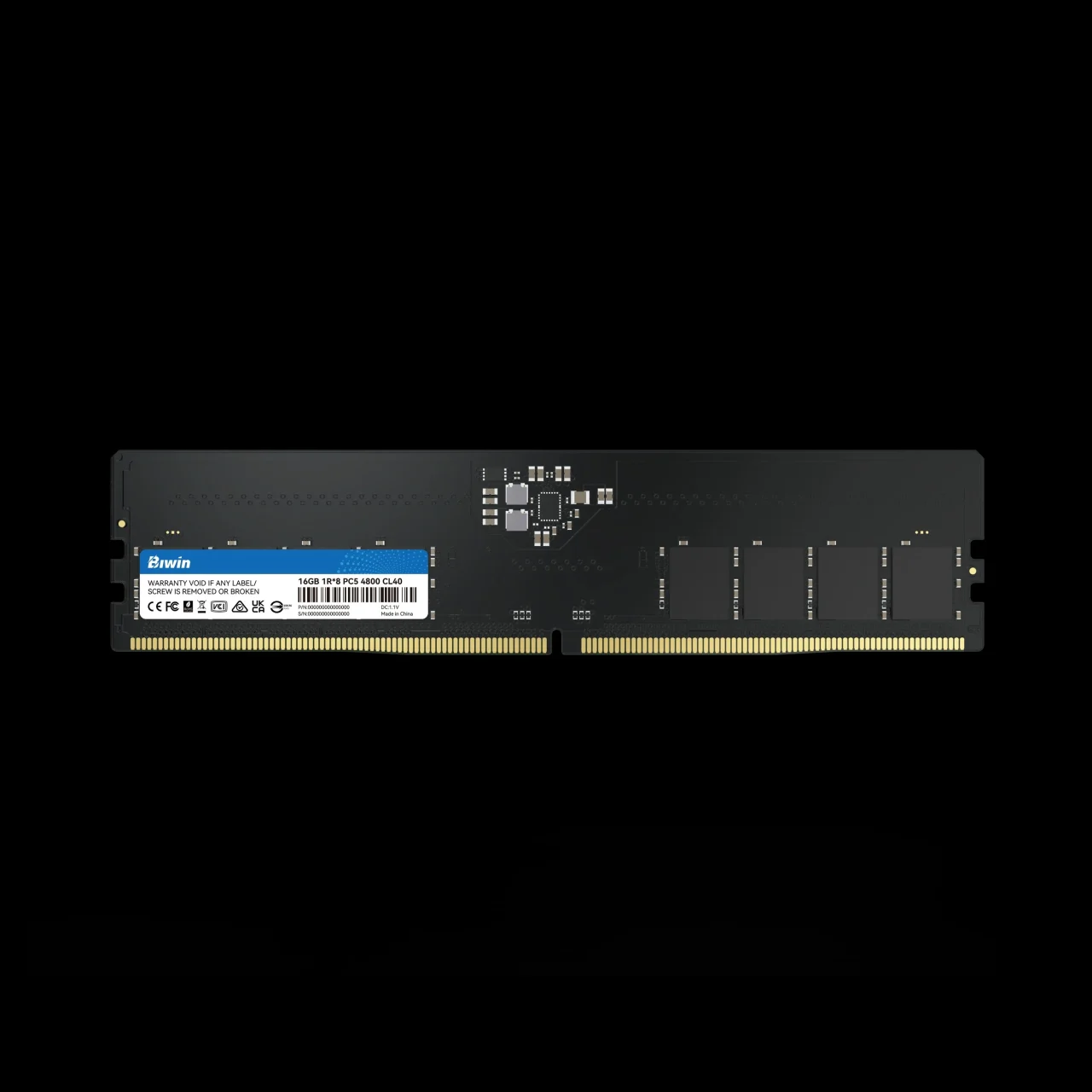 Biwin製の黒いDDR5デスクトップ用メモリモジュール