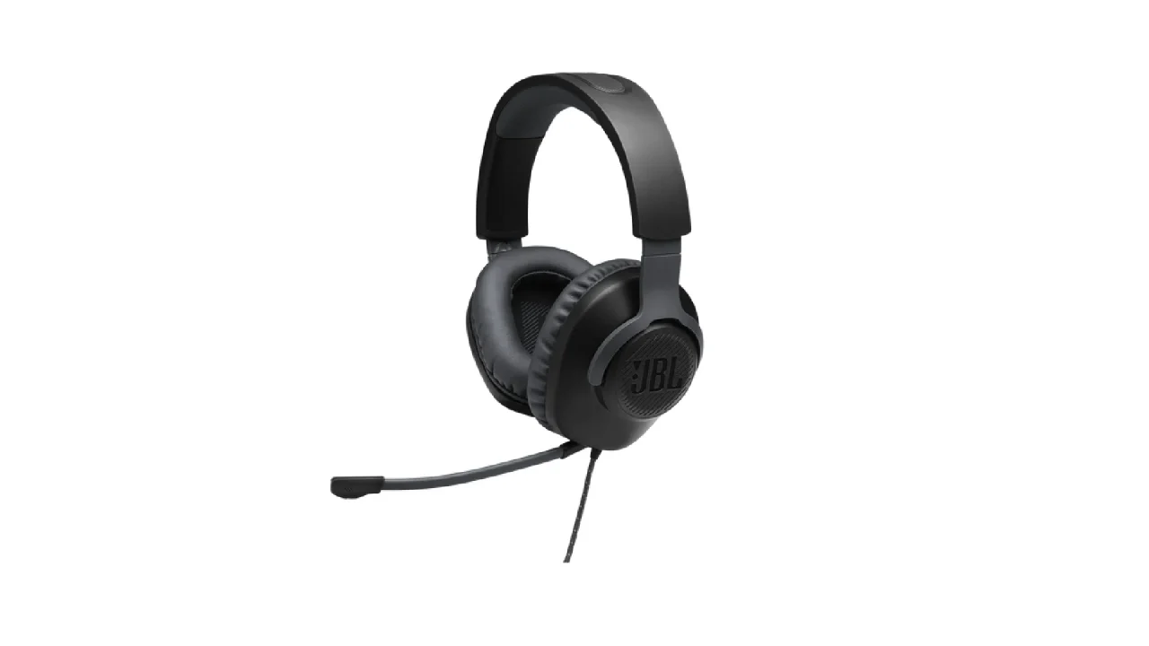 JBL Quantum 100 黒いヘッドセットとマイク