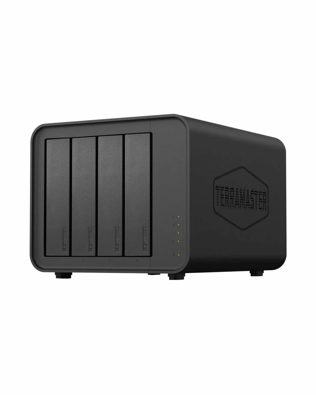 TERRAMASTER D4-320 4ベイ外付けケースの黒い本体斜め外観