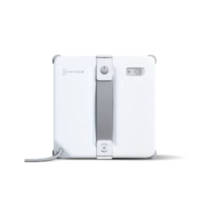 WINBOT mini 2の正面。白い四角い本体にグレーのハンドルとケーブル