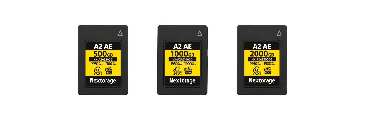 Nextorage NX-A2AEシリーズ CFexpress Type Aカード 500GB・1000GB・2000GBの3枚