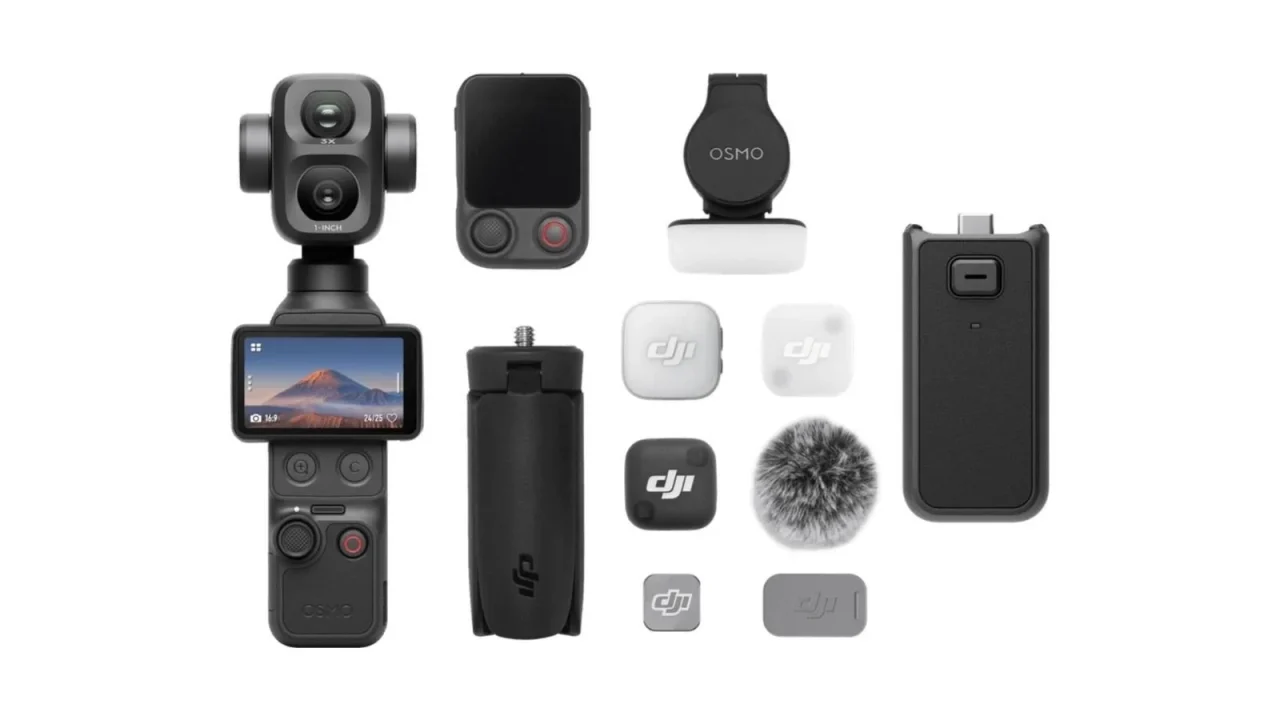 DJI Osmo Pocket 4P Vlogコンボ（バッテリーハンドル付き）の本体と付属品一式