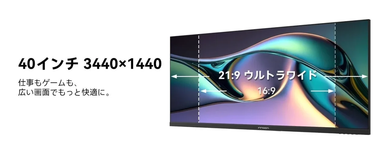 40C1R Max、21:9ウルトラワイドと16:9の表示範囲を比較した図