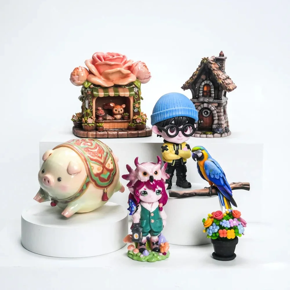 フルカラー造形の活用例：カラーのフィギュアや模型の造形物