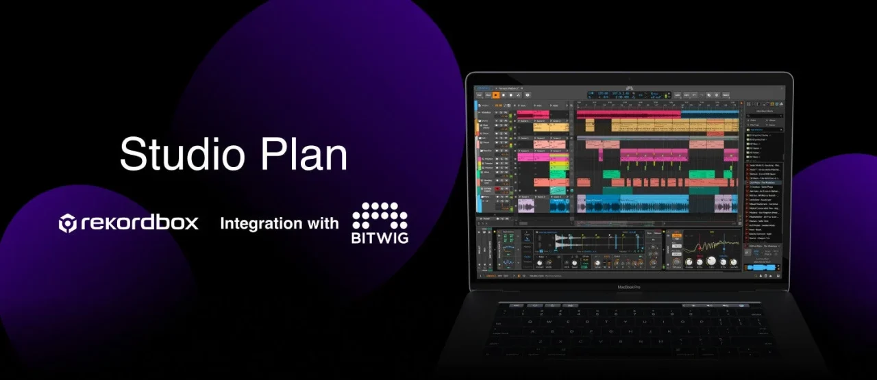 Studio Plan：rekordboxとBITWIGの連携を示すノートPC上のDAW画面