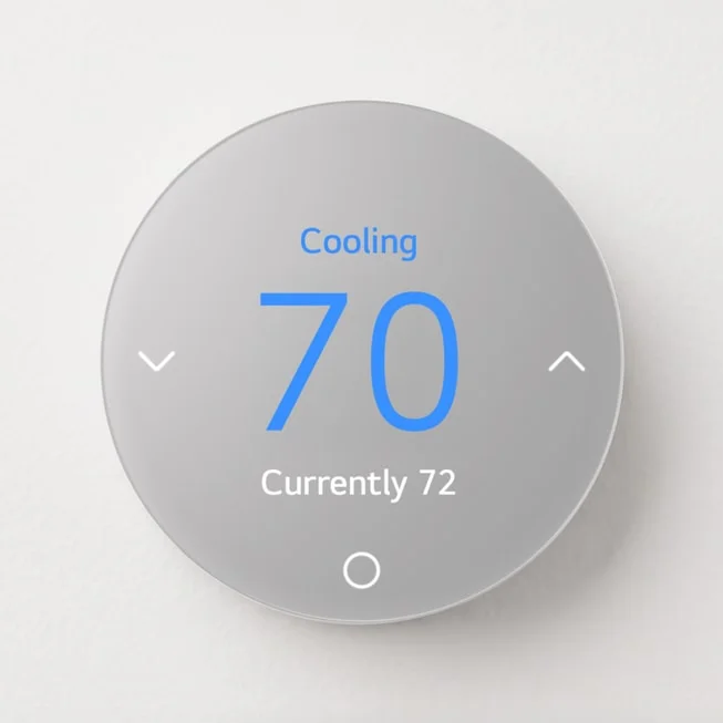 Cooling 70、Currently 72を表示する円形のサーモスタット