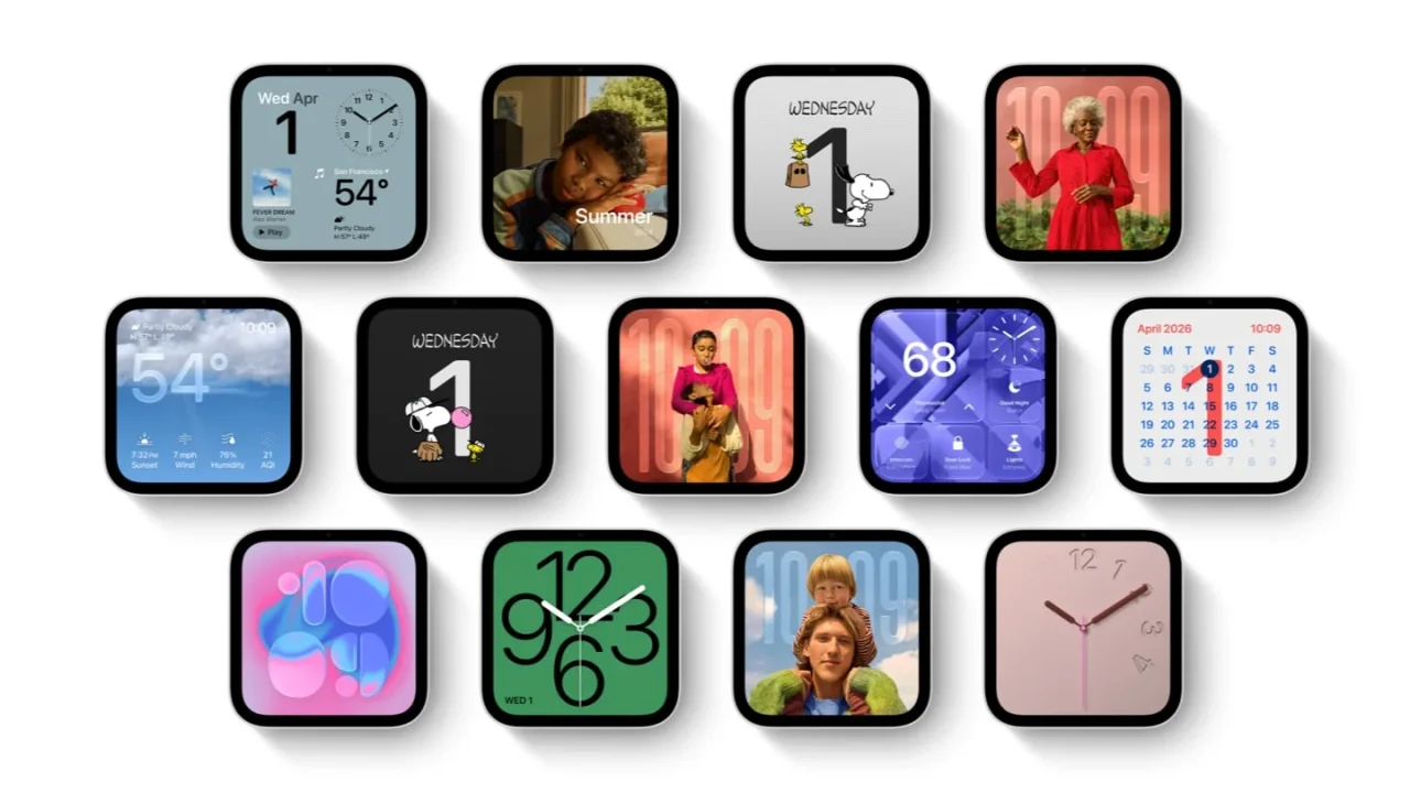 HomeViewの文字盤のコレクション。天気、スヌーピー、写真、カレンダー、時計など12種類