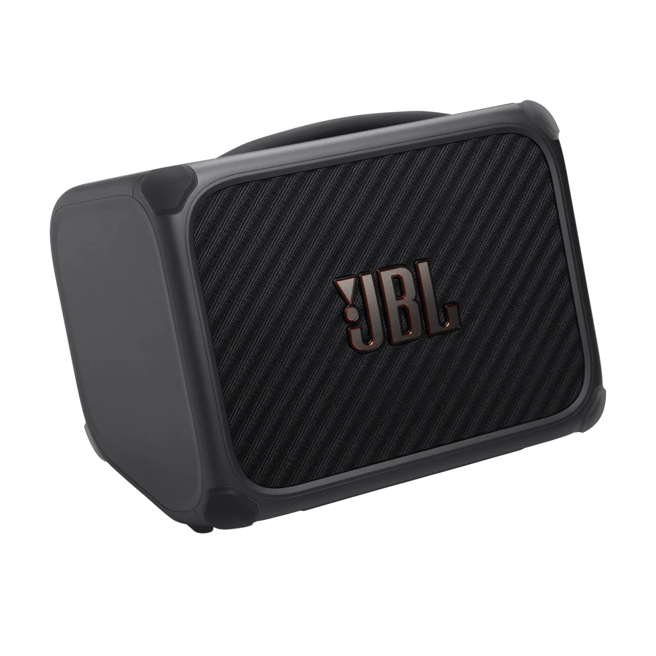 JBL BandBox Trio 斜め前から見た黒いポータブルアンプ&スピーカー