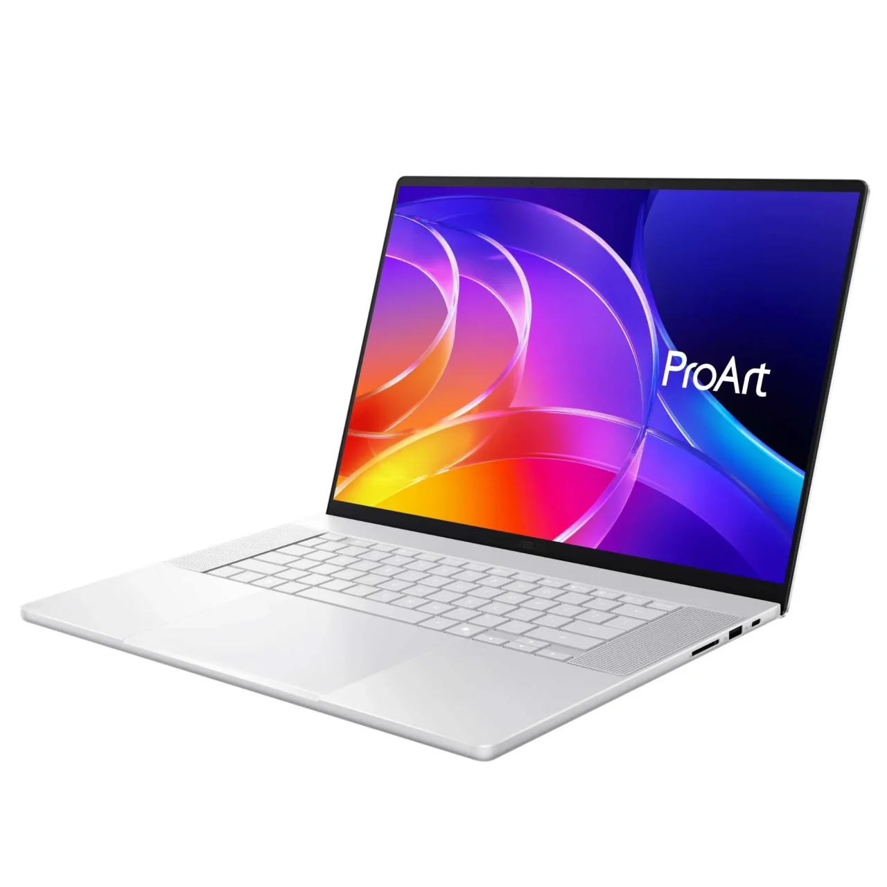ProArt P16 (H7607) ネオホワイトのノートPC、画面にProArtと表示