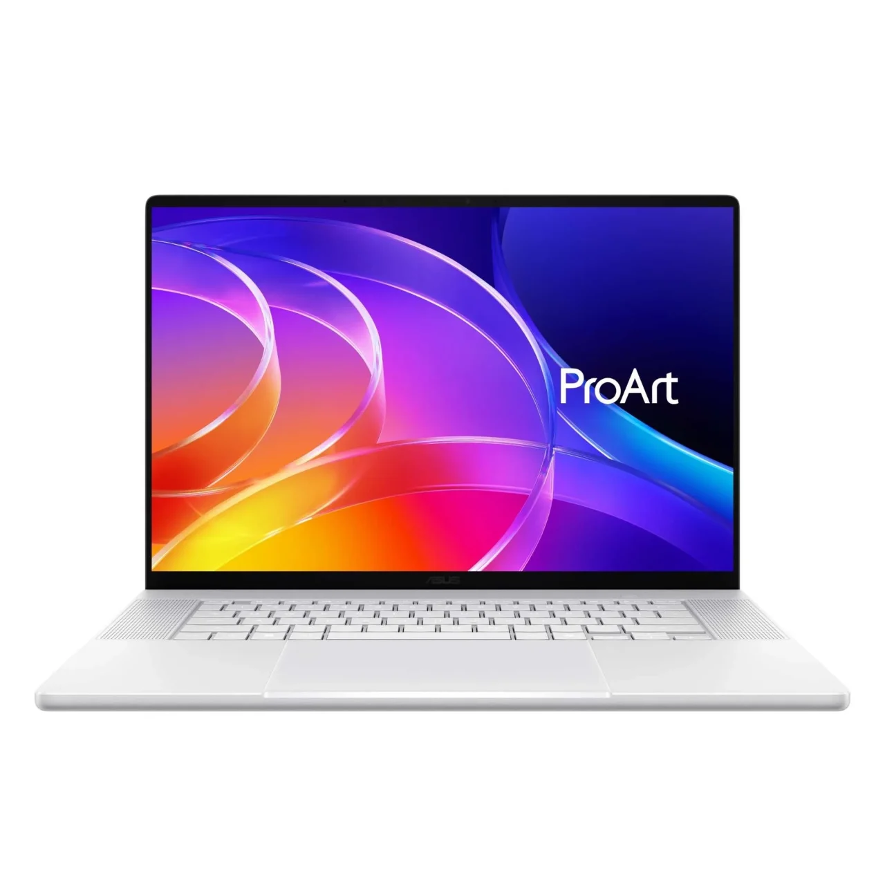 ProArt P16 (H7607) ネオホワイトの正面。画面にProArtと表示