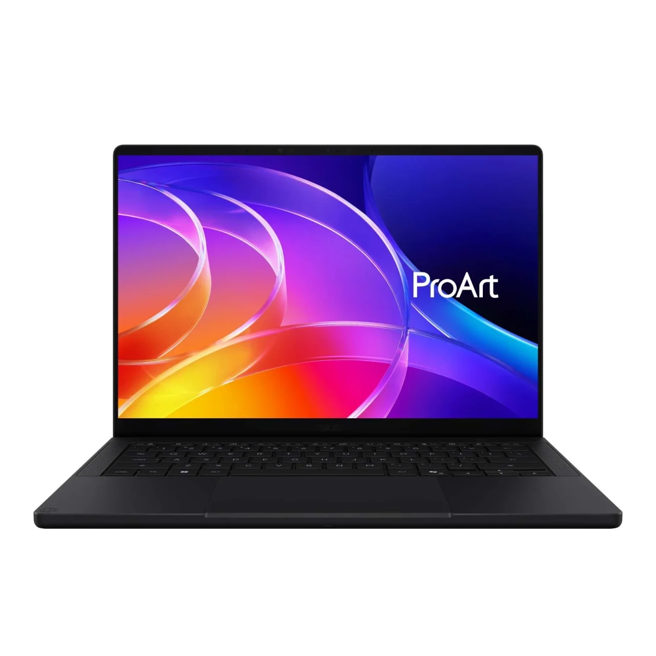 ProArt P14 (H7407) ナノブラックの正面。画面にカラフルな壁紙