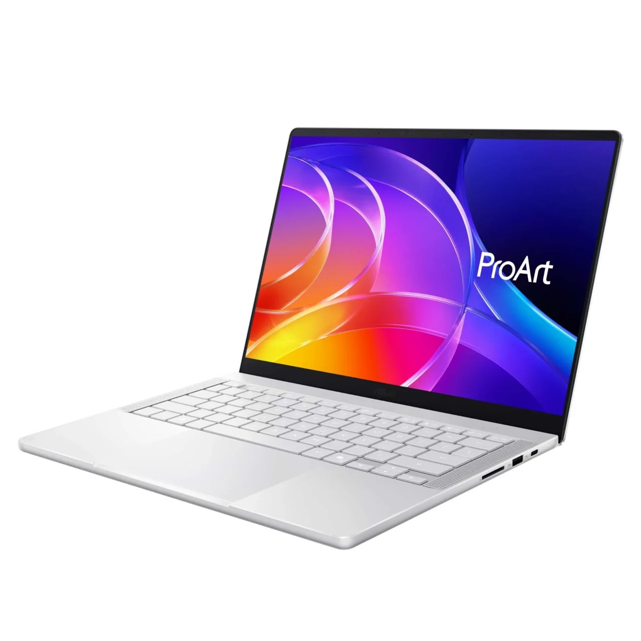 ProArt P14 (H7407) ネオホワイトの斜め前から見たノートPC