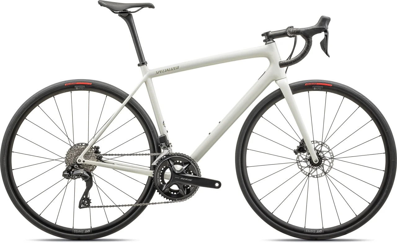 Aethos Comp - Shimano 105 Di2 のグロスデューンホワイト/メタリックスプルースのロードバイク