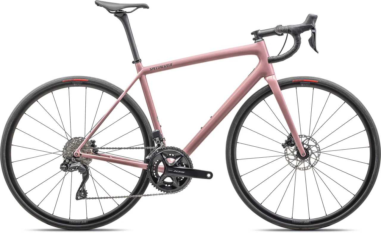 Aethos Comp - Shimano 105 Di2 グロスダスキーピンク/スモークのロードバイク
