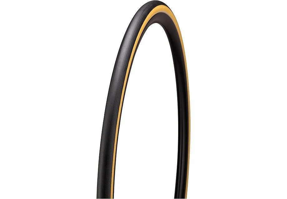 Cotton Folding Racing Only Tire、黒いトレッドとタン色サイドウォールのタイヤ