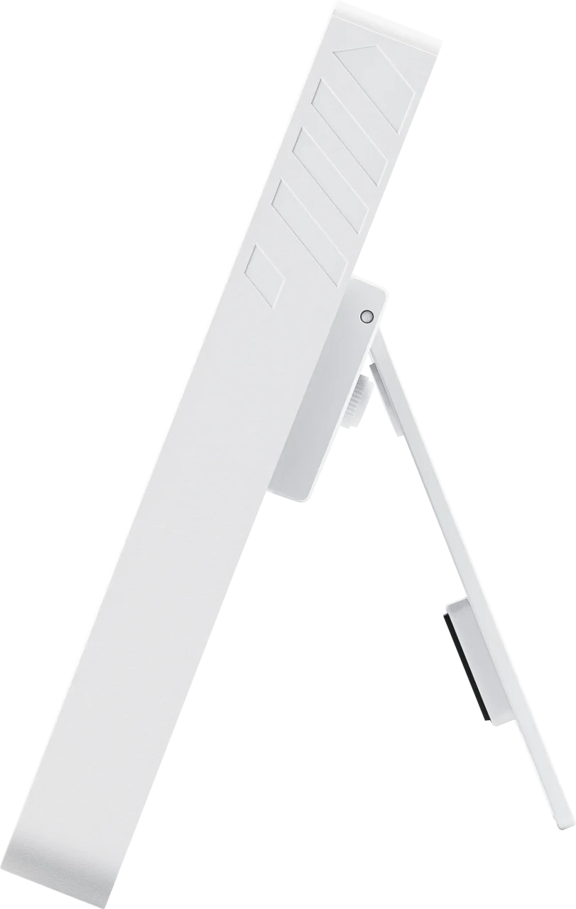 MAG VIEW XPANDER 12 / WHITEの側面。白い薄型本体と背面のスタンド