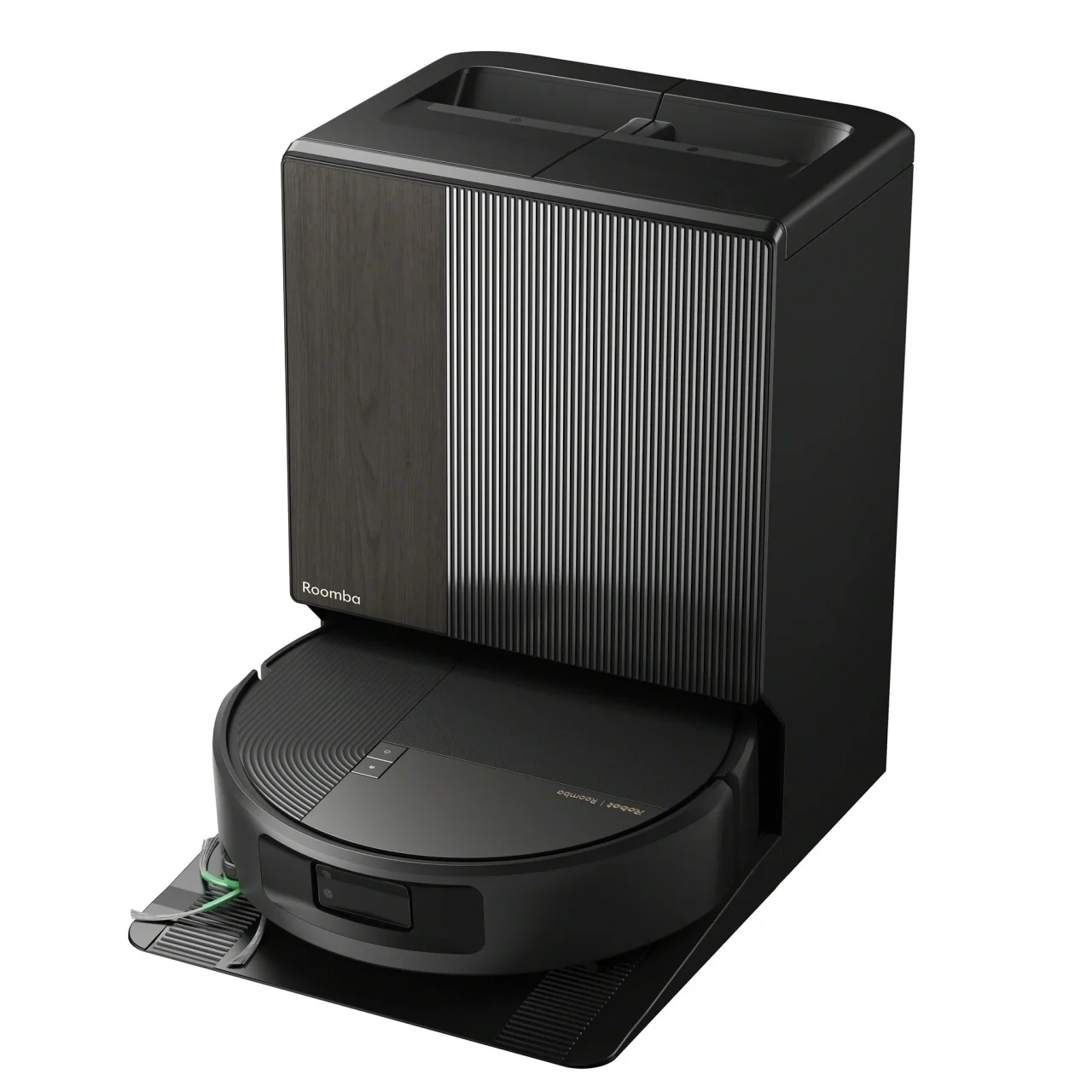 Roomba Monster。黒いAutoWash充電ステーションにロボット本体が収まった外観