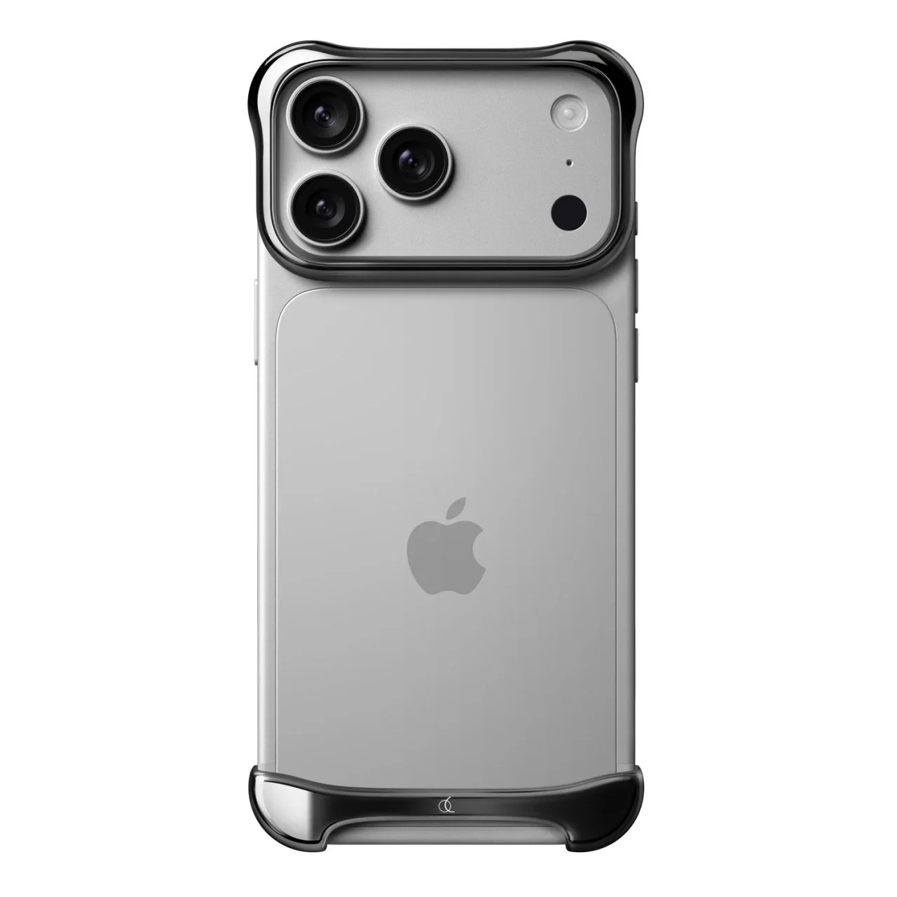 アルミ・グラファイトのiPhone用バンパーケース装着背面
