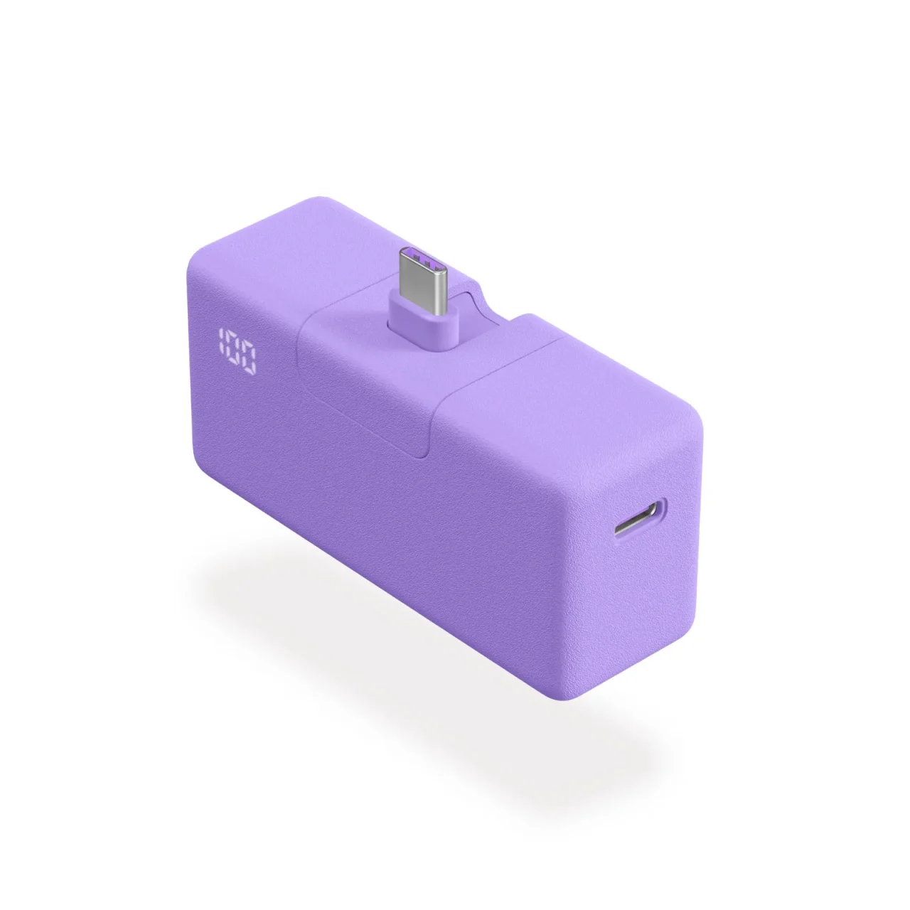 CIO Mate Powerbank004 薄紫色の本体と折りたたみ式USB-C端子