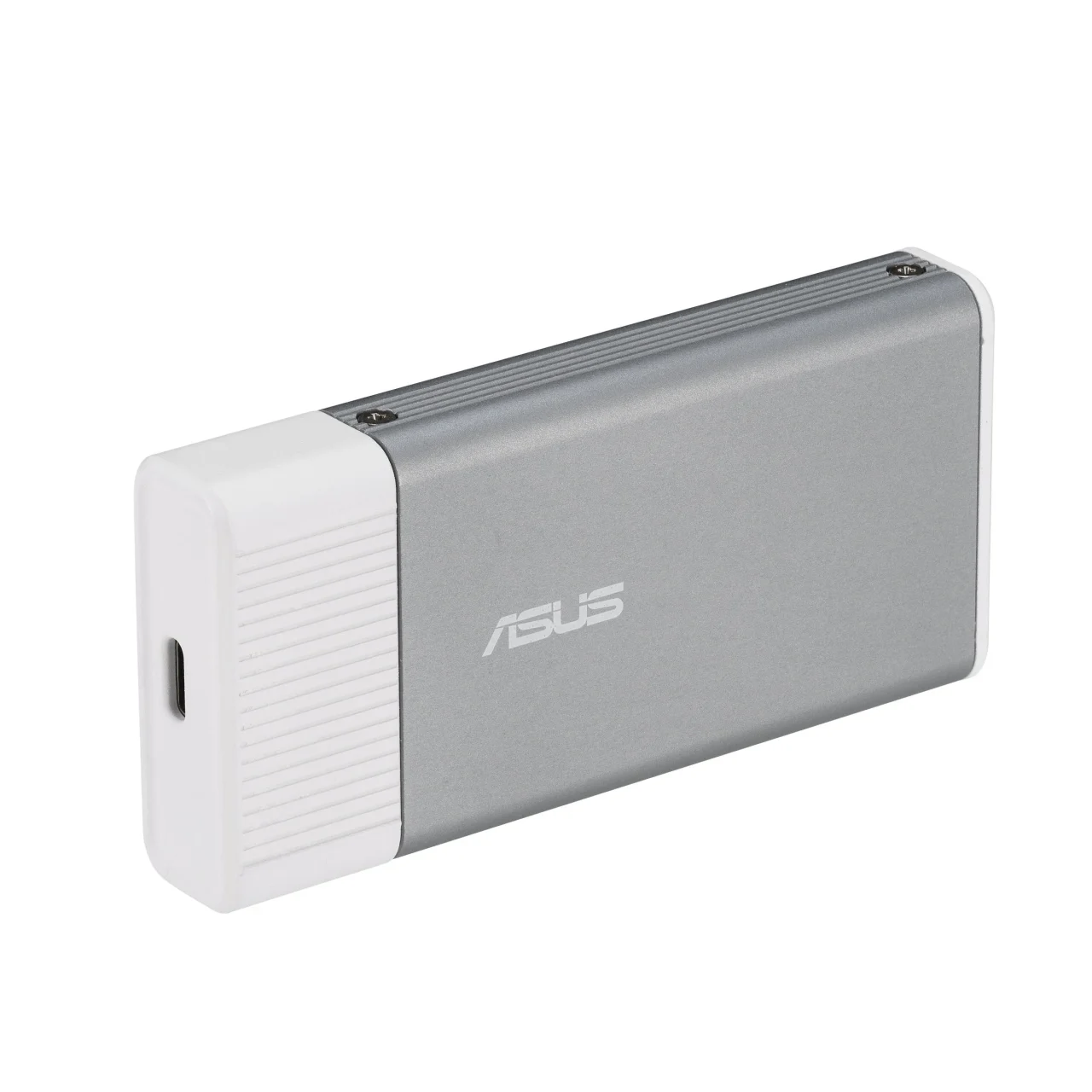 ASUS UGen300 USB AI Accelerator 8GB LPDDR4の外観。銀色の本体と白い端部