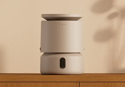 DreamWell Mini Humidifier H21 Coastal Beige、棚の上のベージュの加湿器