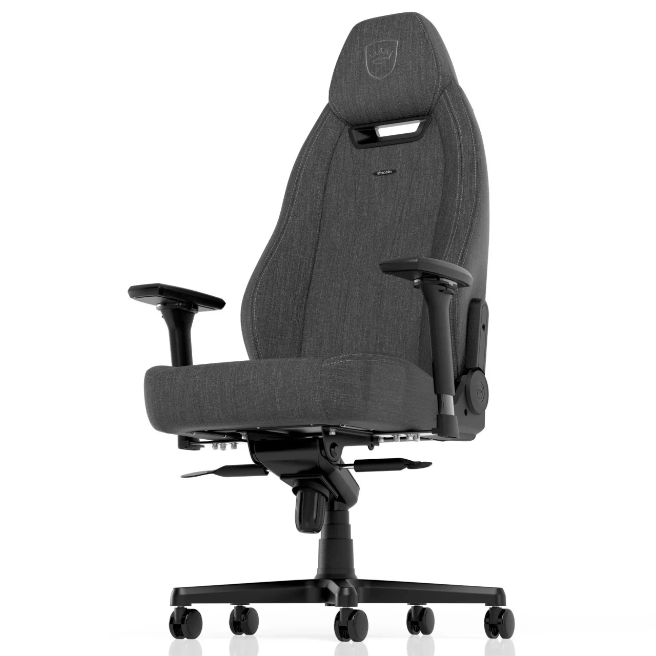 noblechairs LEGENDシリーズの、グレーのファブリック張りハイバックデスクチェア