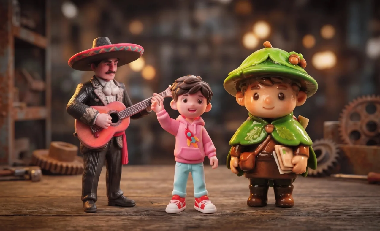 メーカー公開のキャラクター作例。ギターの人物など3体のフィギュア