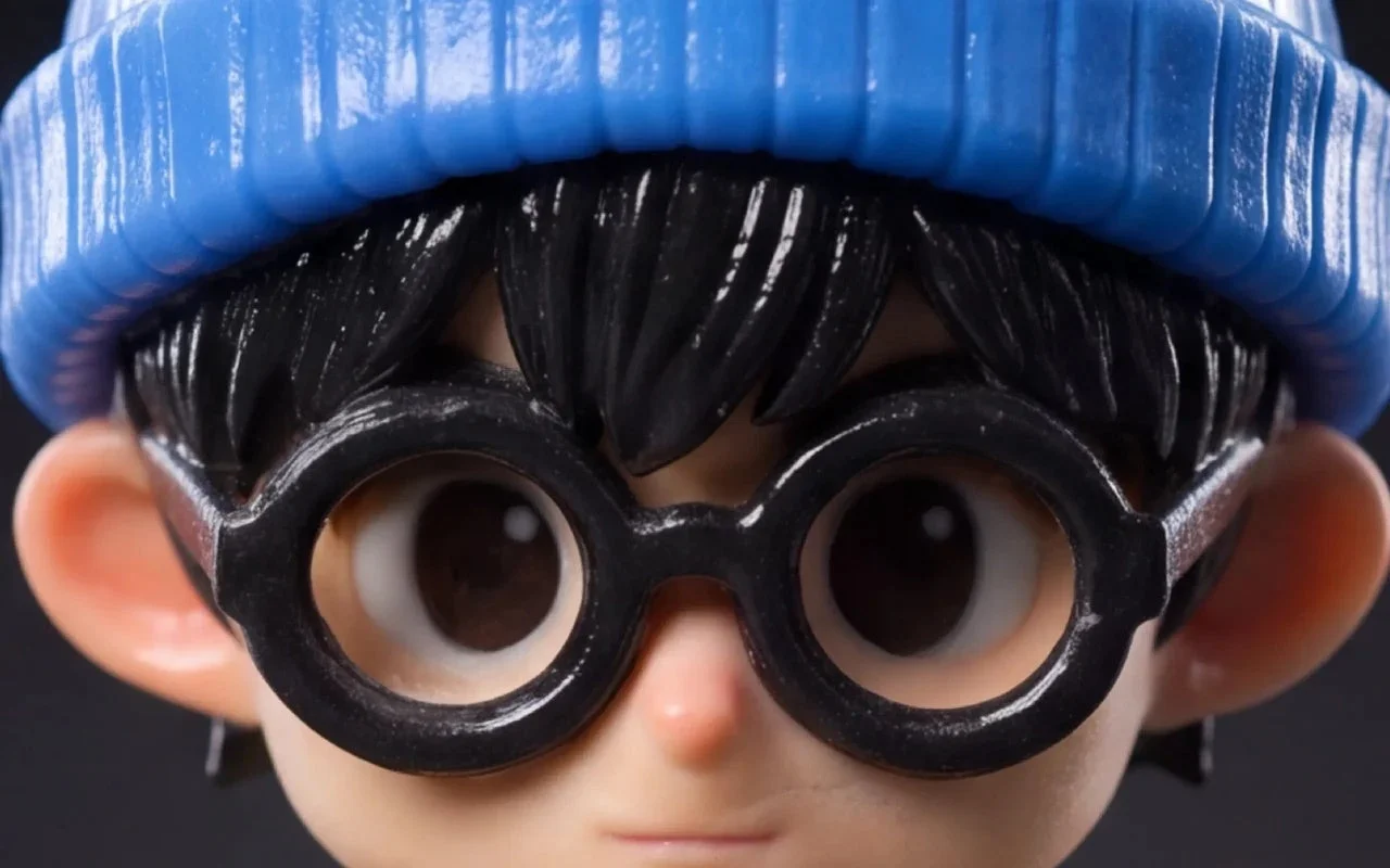 CJ270のメーカー公開拡大写真。青い帽子と黒丸眼鏡のキャラクター造形